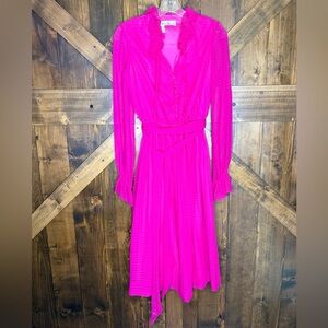 Vintage Jack Bryan Magenta Pink Chiffon Dress Size S